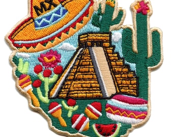 Mexico Culture Travel Patch Hispanic Mayan Aztec Embroidered Iron On GH1