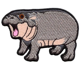Hippo Full Body Patch Large Animal Mammal Embroidered Iron On Patch CF5