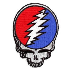 Grateful Dead Steal Your Face Patch Iconic Skull Shape Embroidered Iron On EG4