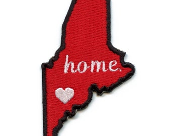 Maine Home State Embroidered Iron On Patch AH3