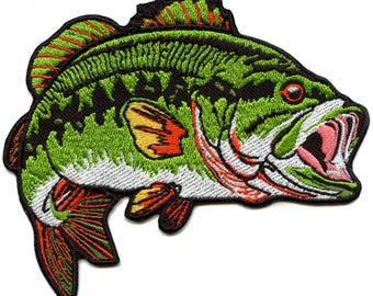 Big Mouth Bass Patch Fishing Bait Hobby Embroidered Iron On AB7