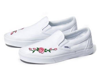 pink vans with roses