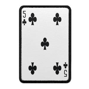 Five of Clubs Playing Card Foto Patch Gamble Embroidered Iron On AA5