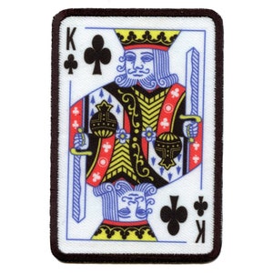 King Of Clubs Playing Card Foto Patch Gamble Embroidered Iron On AA5