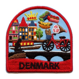 Denmark World Showcase Patch Travel Badge Scandinavian Embroidered Iron On BH7