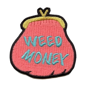 Weed Money Coin Purse Patch Girly Stash Embroidered Iron On EC5