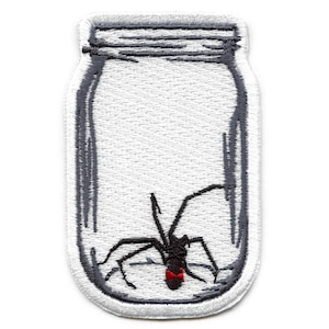 Black Widow In Jar Patch Strange TV Monster Spider Embroidered Iron On BA5