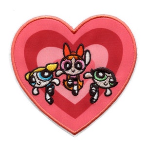 Powerpuff Girls With Heart Patch Cartoon Network Animation Embroidered Iron On BH6