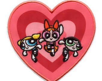Powerpuff Girls With Heart Patch Cartoon Network Animation Embroidered Iron On BH6