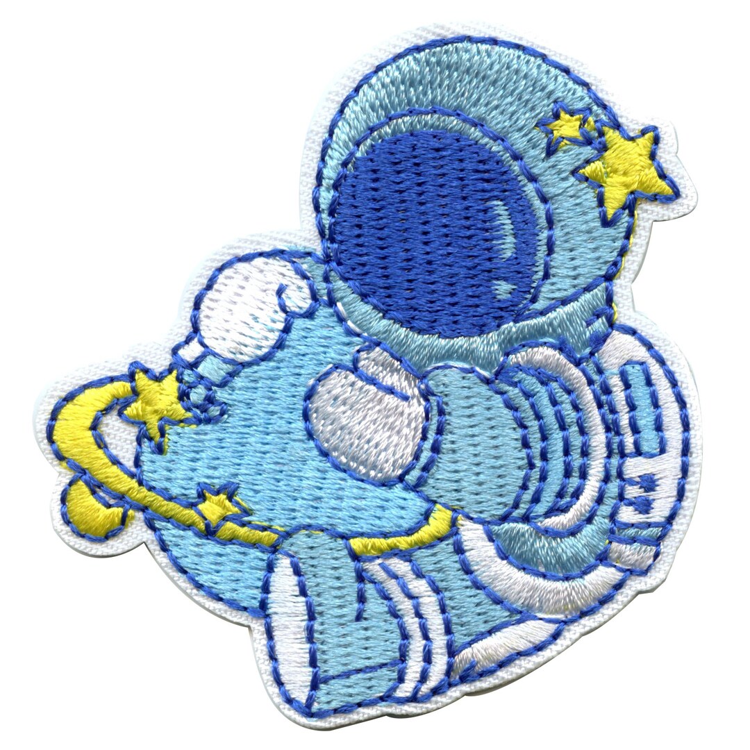 Blue Astronaut Hugging Planet Patch Outer Space Embroidered Iron on BE1 ...