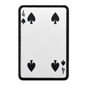 Four of Spades Playing Card Foto Patch Black Gamble Embroidered Iron On AA5