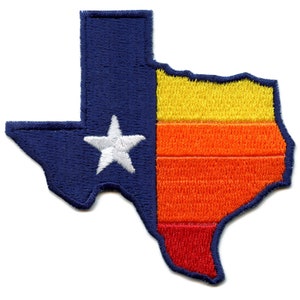 Houston State of Texas Flag Rainbow Patch Baseball Embroidered Iron On BE8
