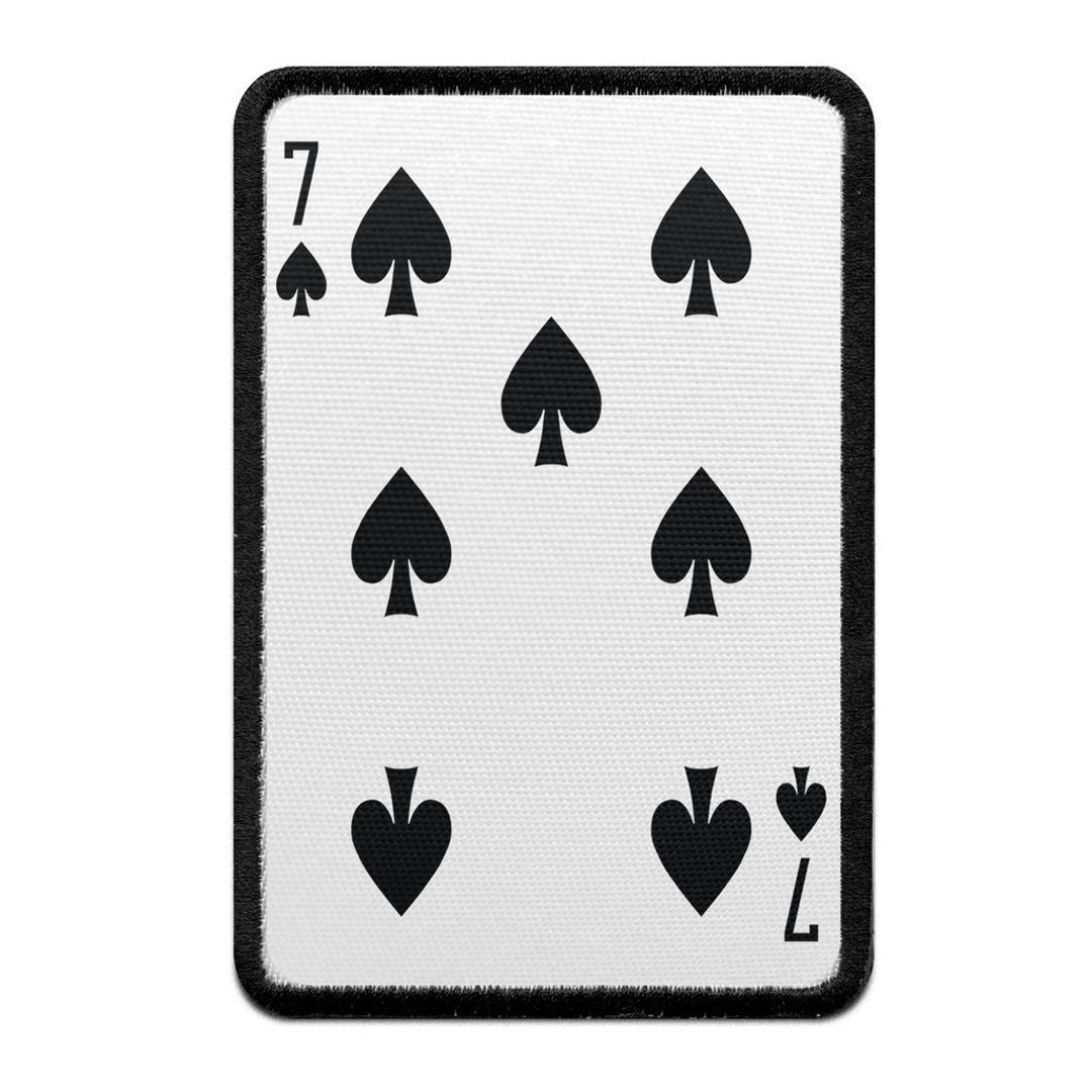Seven of Spades Playing Card Foto Patch Black Gamble Embroidered