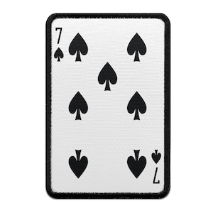 Seven of Spades Playing Card Foto Patch Black Gamble Embroidered Iron On AA5