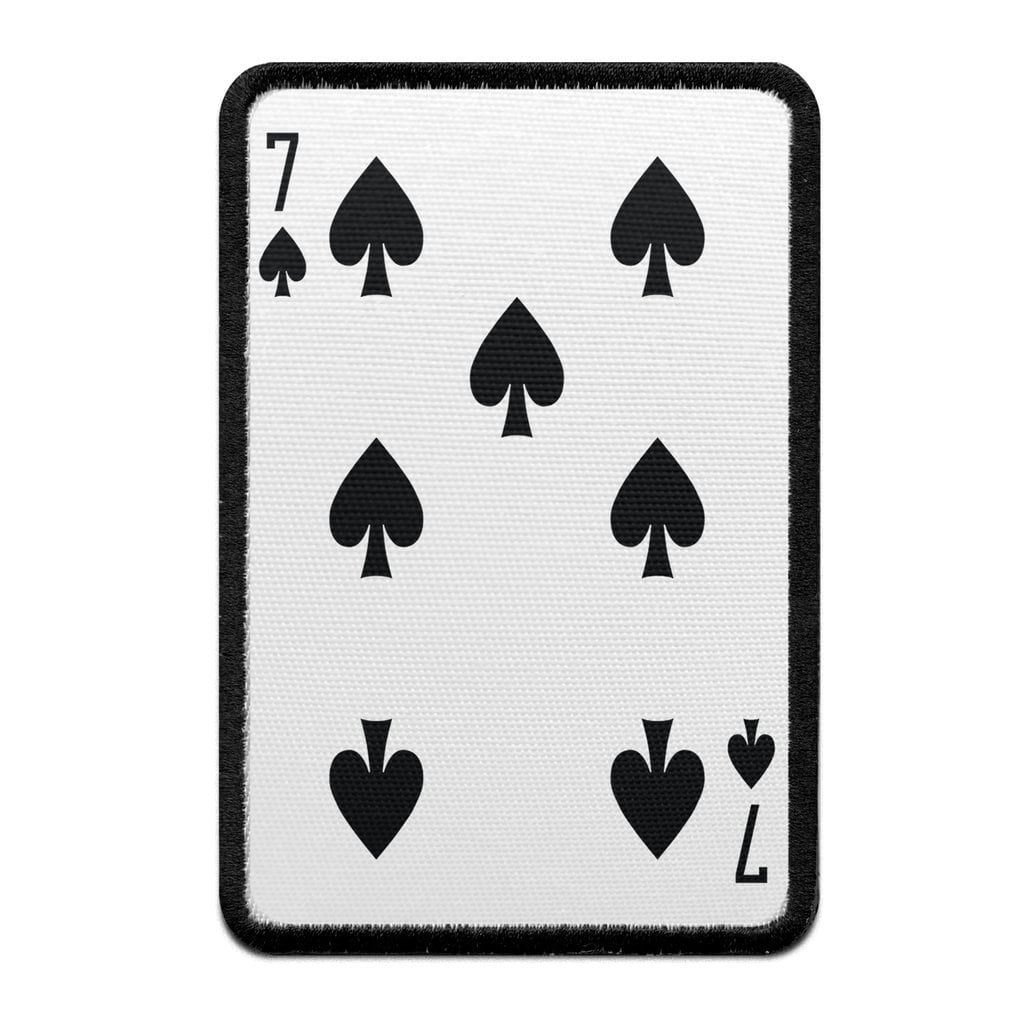 Seven of Spades Playing Card Foto Patch Black Gamble Embroidered