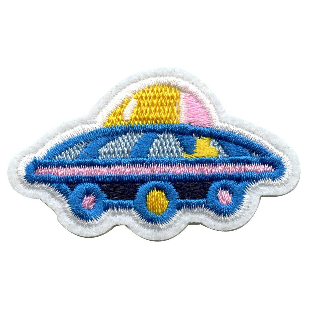 Blue Alien Spaceship Patch UFO Outer Space Embroidered Iron on Small ...