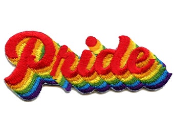 Rainbow Pride Patch 3D Script Badge Embroidered Iron On BE4
