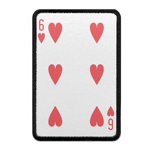 Six Of Hearts Playing Card Foto Patch Red Gamble Embroidered Iron On AB5