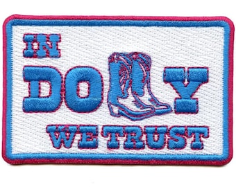 Naszywka „In Dolly We Trust” z motywem kowbojki z południowego zachodu, haftowana na żelazku BD2