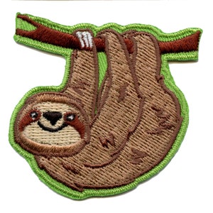 Happy Hanging Sloth Patch Jungle Animal Embroidered Iron On EA3