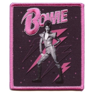 Official David Bowie Patch Pink Bolts Embroidered Iron On ED1