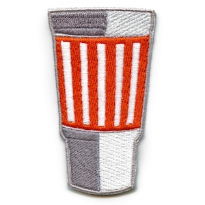 Texas Fast Food To Go Drink Cup Patch Styrofoam Embroidered Iron On AE6
