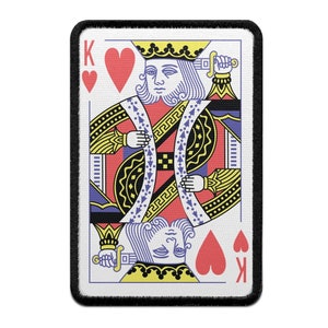 King Of Hearts Playing Card Foto Patch Red Gamble Embroidered Iron On AB5