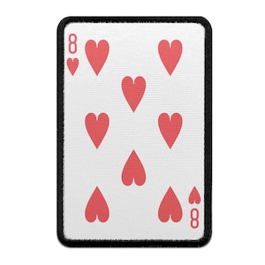 Eight Of Hearts Playing Card Foto Patch Red Gamble Embroidered Iron On AB5