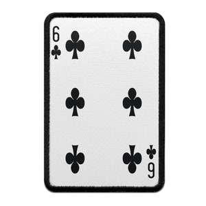 Six of Clubs Playing Card Foto Patch Gamble Embroidered Iron On AA5