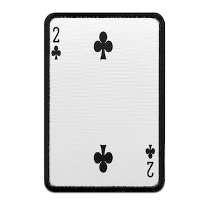 Two of Clubs Playing Card Foto Patch Gamble Embroidered Iron On AA5