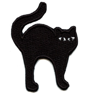 Black Cat Patch Scary Halloween Animal Embroidered Iron On AA1