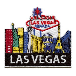 Parche termoadhesivo con el horizonte del Strip de Las Vegas, destino turístico de Nevada, AG8