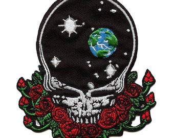 Grateful Dead Space Your Face Patch Official Skull Roses Embroidered Iron On Rock Band Deadhead Jacket Backpack Patch