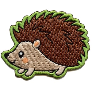 Happy Hedgehog Patch Spiky Pet Animal Embroidered Iron On EA3