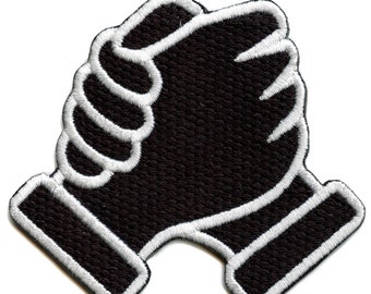 Homie Hands Handshake Patch Black Emoji Embroidered Iron On AE5