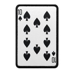 Ten of Spades Playing Card Foto Patch Black Gamble Embroidered Iron On AA5