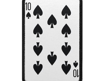 Toppa ricamata con carta da gioco "Dieci di picche" da stirare, colore: Nero AA5