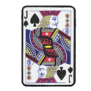Jack Of Spades Playing Card Foto Patch Black Gamble Embroidered Iron On AA5