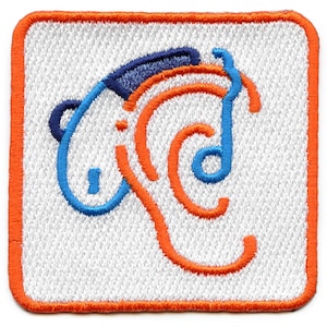 Cochlear Implant Patch Hearing Impaired Awareness Embroidered Iron On AC3