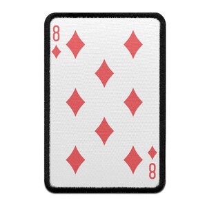 Eight of Diamonds Playing Card Foto Patch Red Gamble Embroidered Iron On AB5