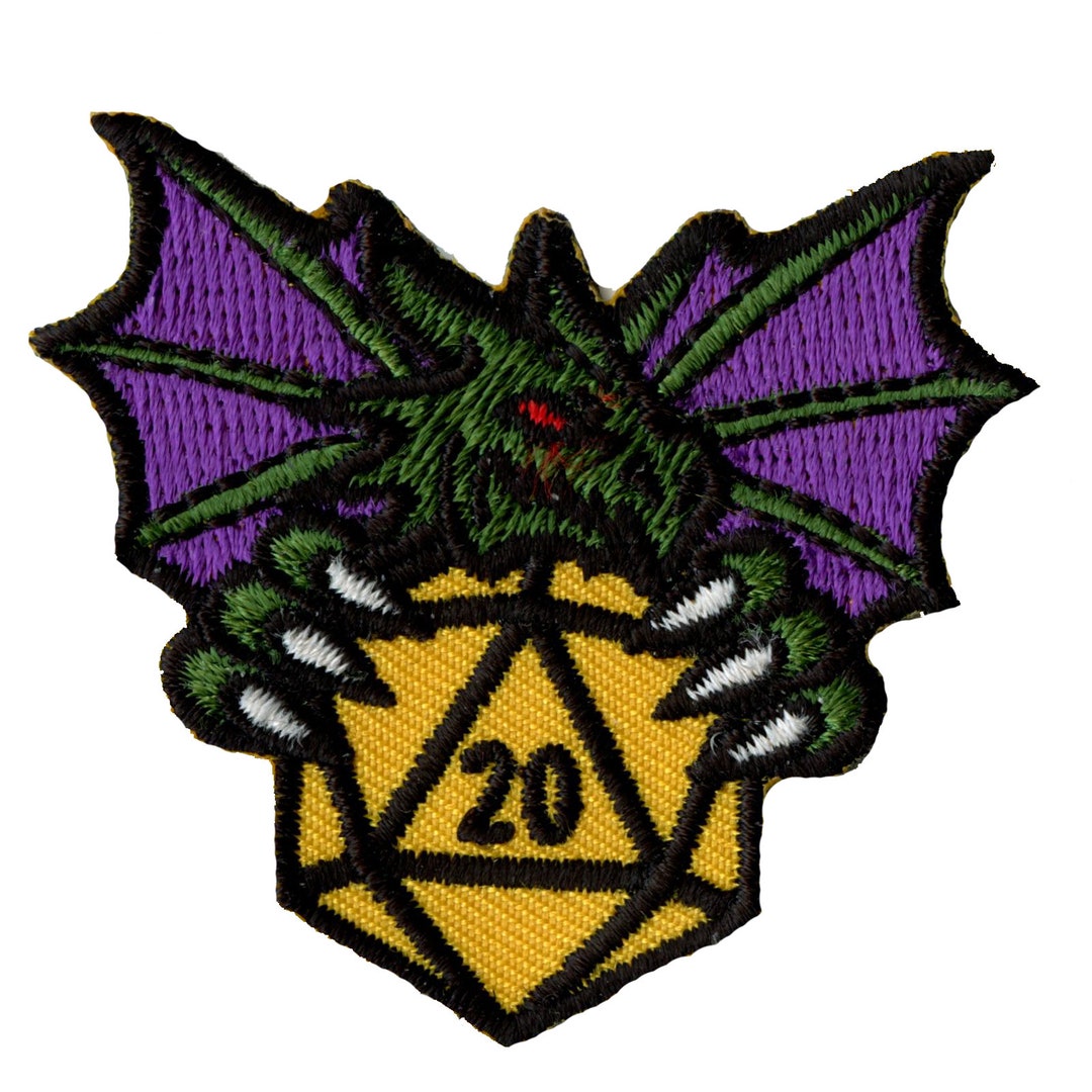 Dragon Natural 20 Dice Patch, D&D Embroidered Iron On - Etsy