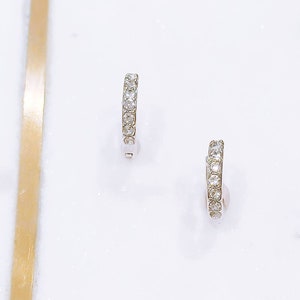 Silver Huggie hoops, Huggie hoop earrings, hoop earrings, with cubic zirconia, huggie hoops, Huggies earrings