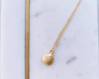 Shell Pendant necklace, clam shell Pendant, Shell necklace, clam shell  necklace,gold clam shell necklace, beach jewellery, shell jewellery