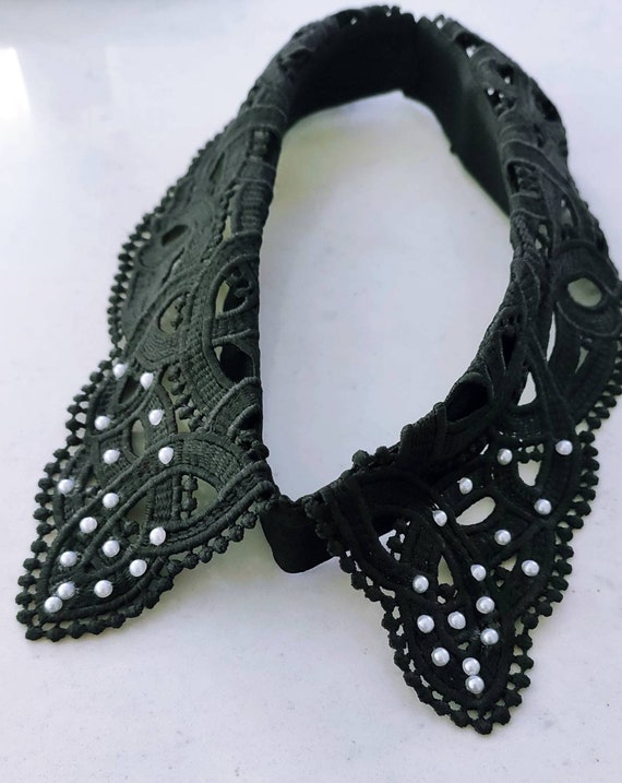Black Embellished Collar, Black Collar, Net Collar,detachable