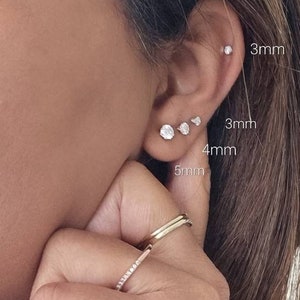 14k gold filled 3mm, 4mm, 5mm, 6mm CZ stud earrings, dainty cubic zirconia earrings, CZ stud earrings, tiny diamond studs, tiny gold studs,