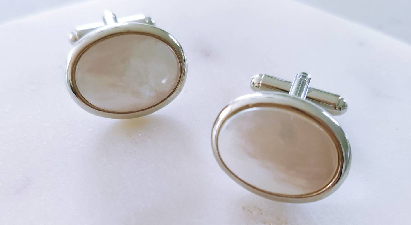 Mother of Pearl Cufflinks Men's Cufflinks Oval Cuff Etsy UK