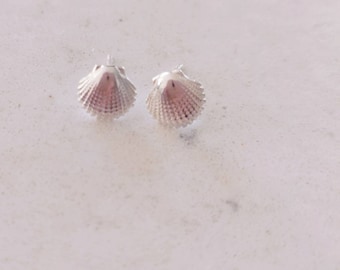 Orecchini a bottone in argento sterling con conchiglia, gioielli hawaiani