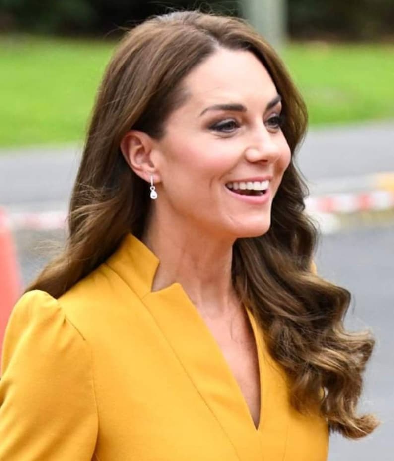 Pu&ograve; includere: Una donna con i capelli lunghi e castani indossa un blazer giallo con scollo a V.