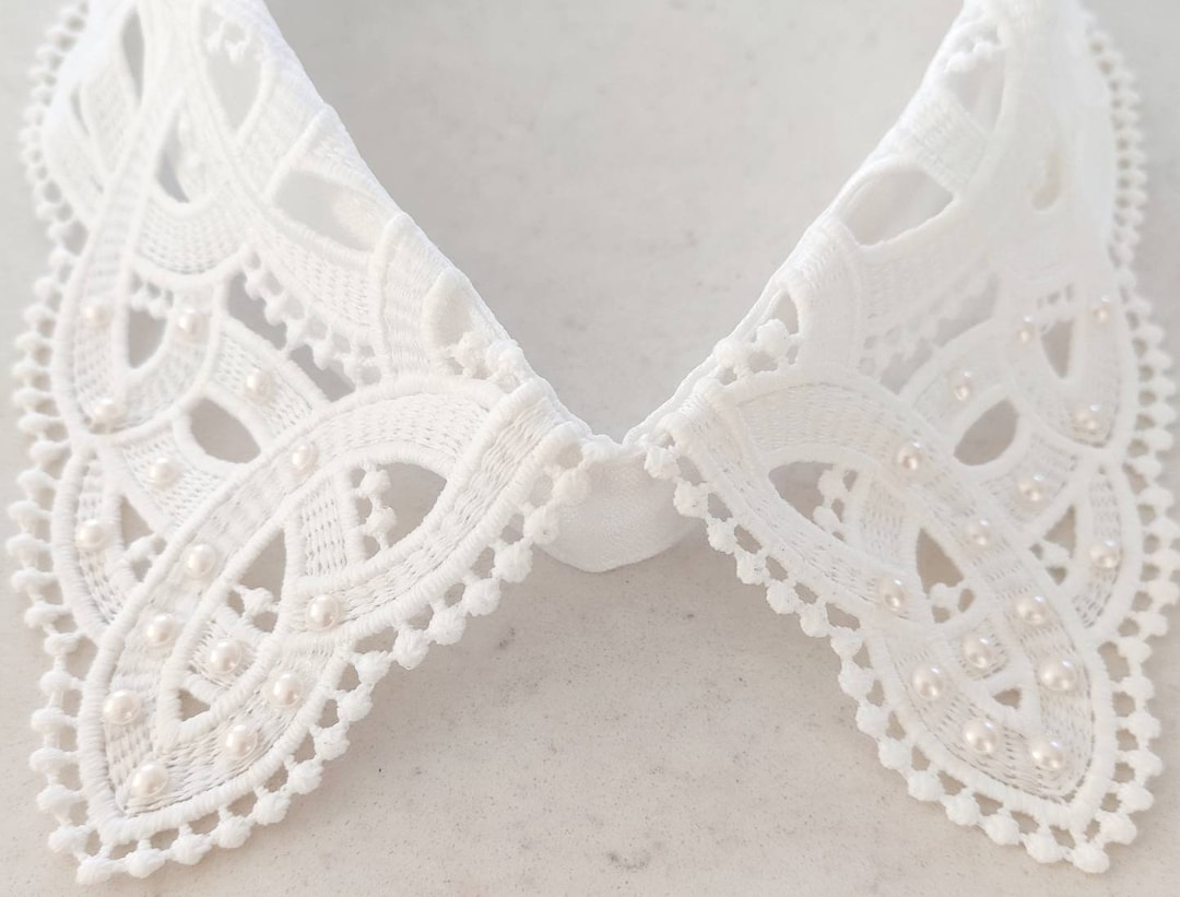 White Embellished Collar, White Collar, Net Collar,detachable Collar