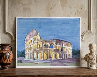 Colosseum Rome Watercolor Architecture Print
